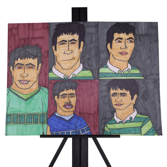 Green Shirt, Blue Shirt 24 x 18 Mixed Media by Michael C.
