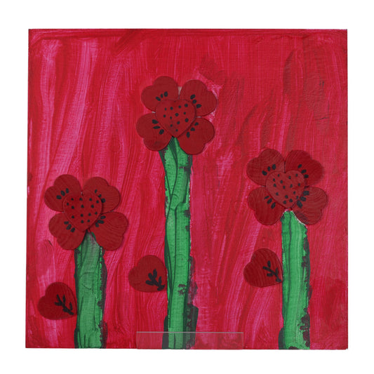 Heart Flowers 12 x 12 Mixed Media by Saleen M.