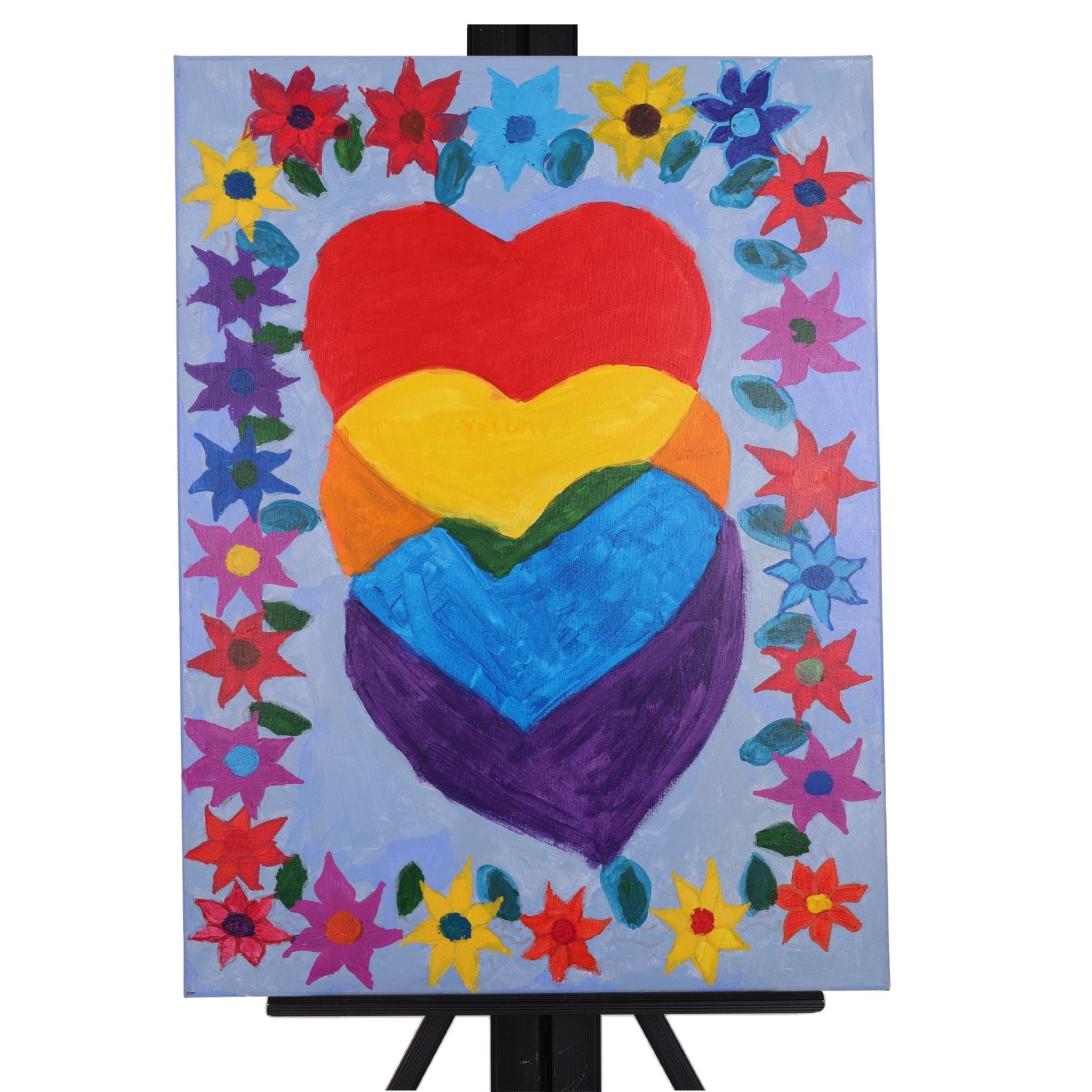 Heart Rainbow 18 x 24 Painting by Andrea S.