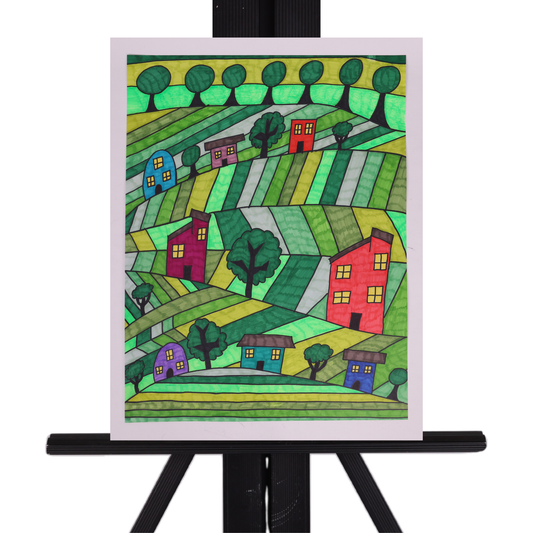 Hilled Neighborhood 22 x 18 Drawing by Jasmine M.