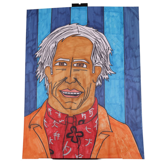 Man In Orange Jacket 23 x 18 Mixed Media by Michael C.
