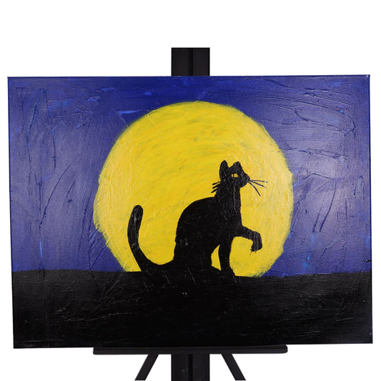 Midnight Meow 18 x 24 Painting by Eden Y.