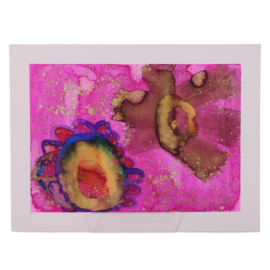 Pink Explosion 12 x 9 Painting by Chantale H.