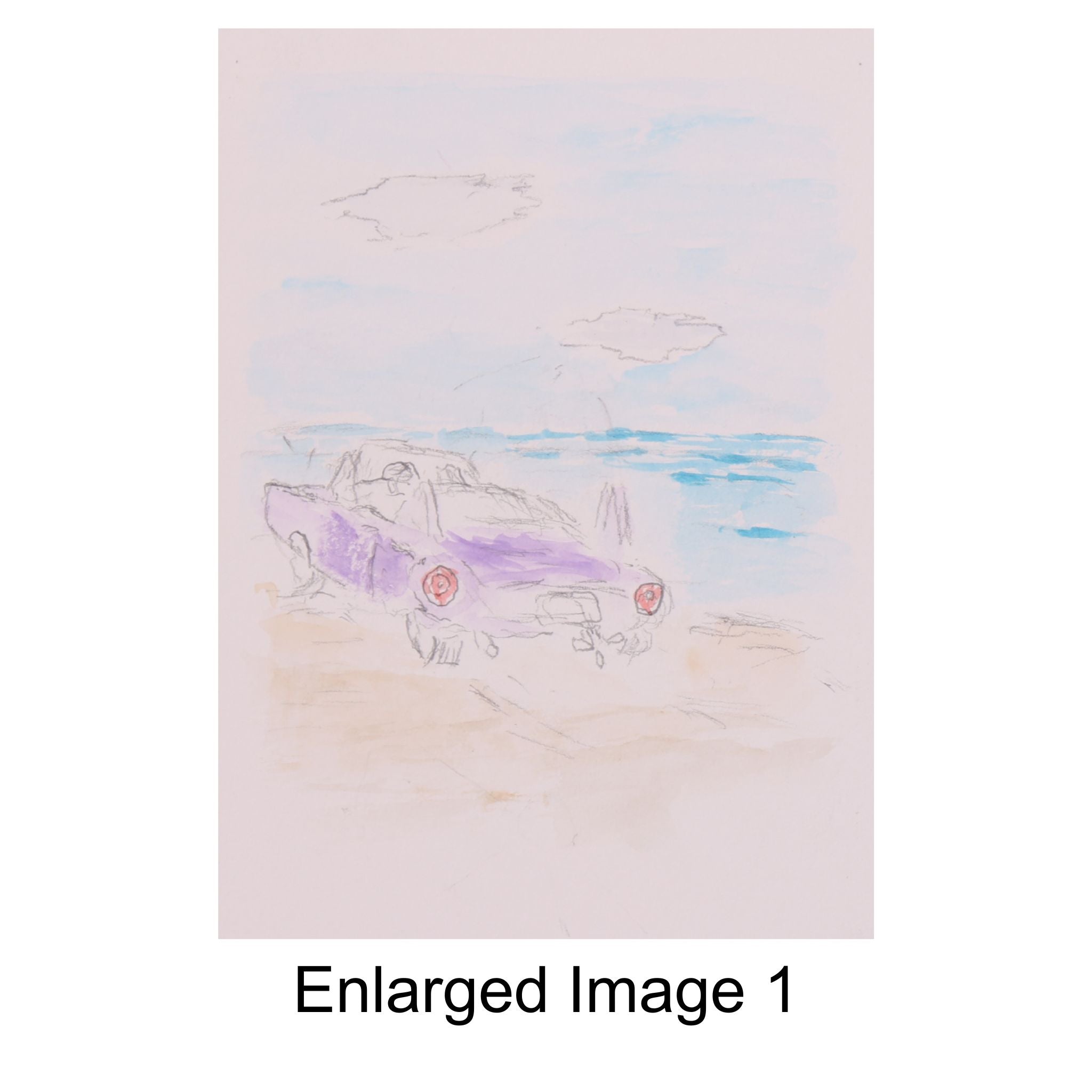 Purple Car Trio 20 x 10 Drawing by CJ T.