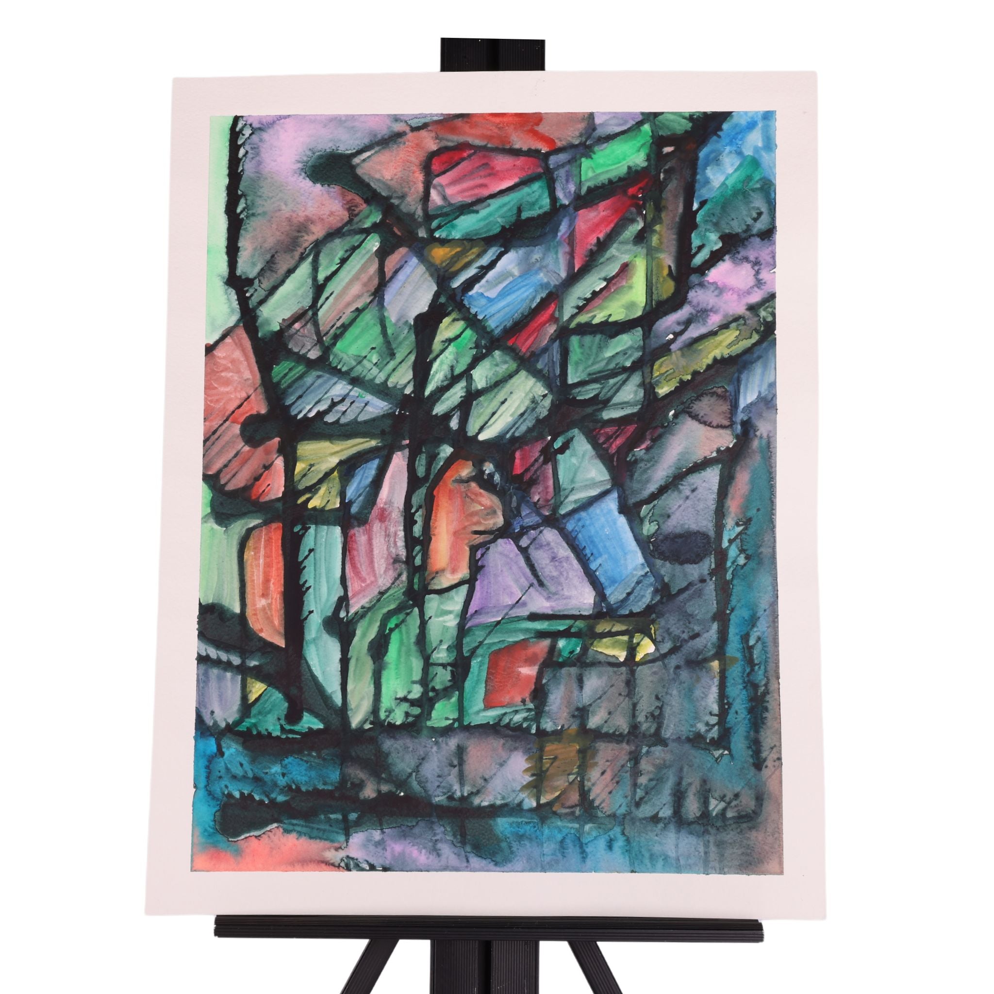 Rained Stained Glass 20 x 16 Painting by Bonnie M.
