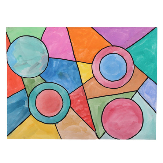Retro Circles 16 x 12 Mixed Media by Kristin A.