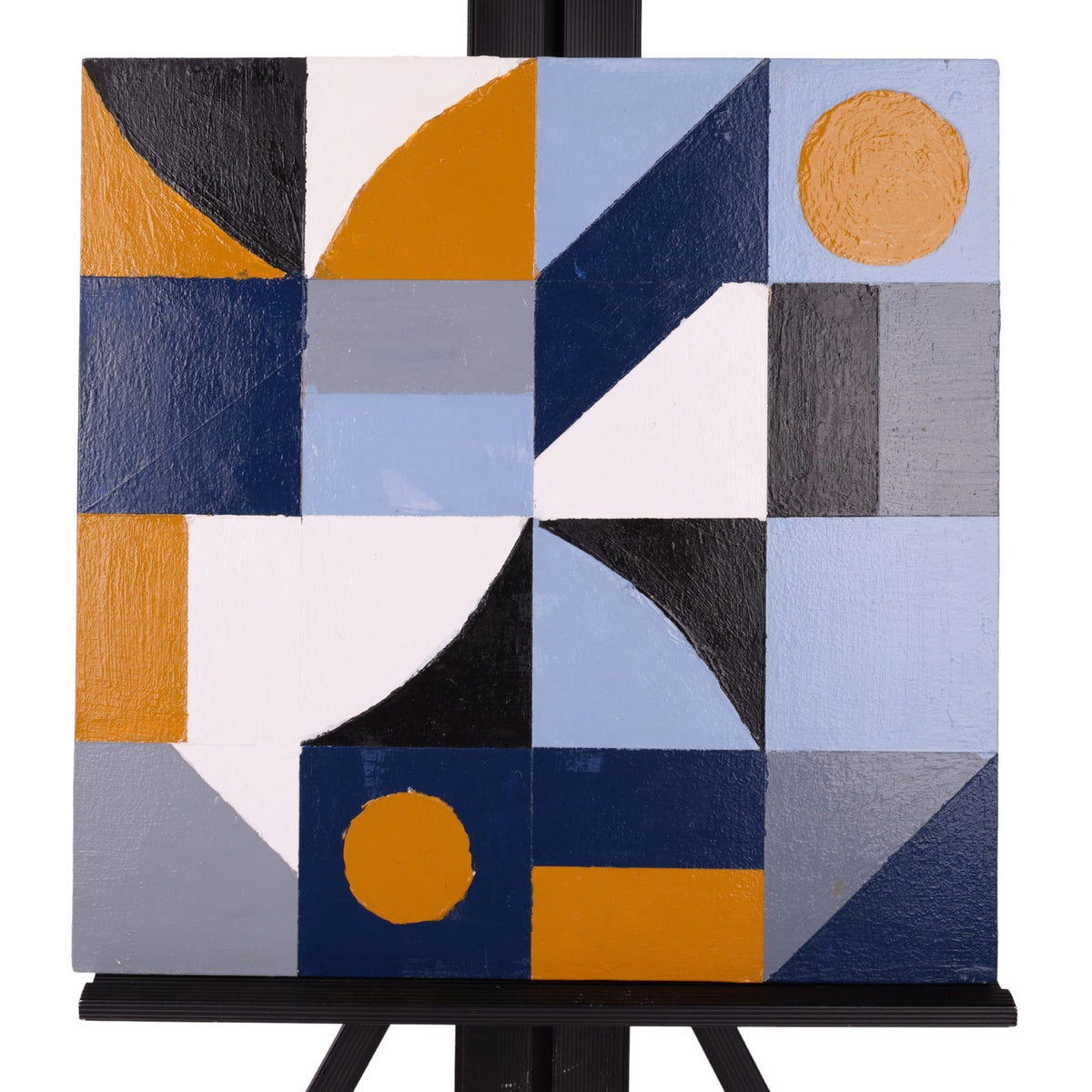 Shapes Of Blue 12 x 12 Painting by Sharen G.