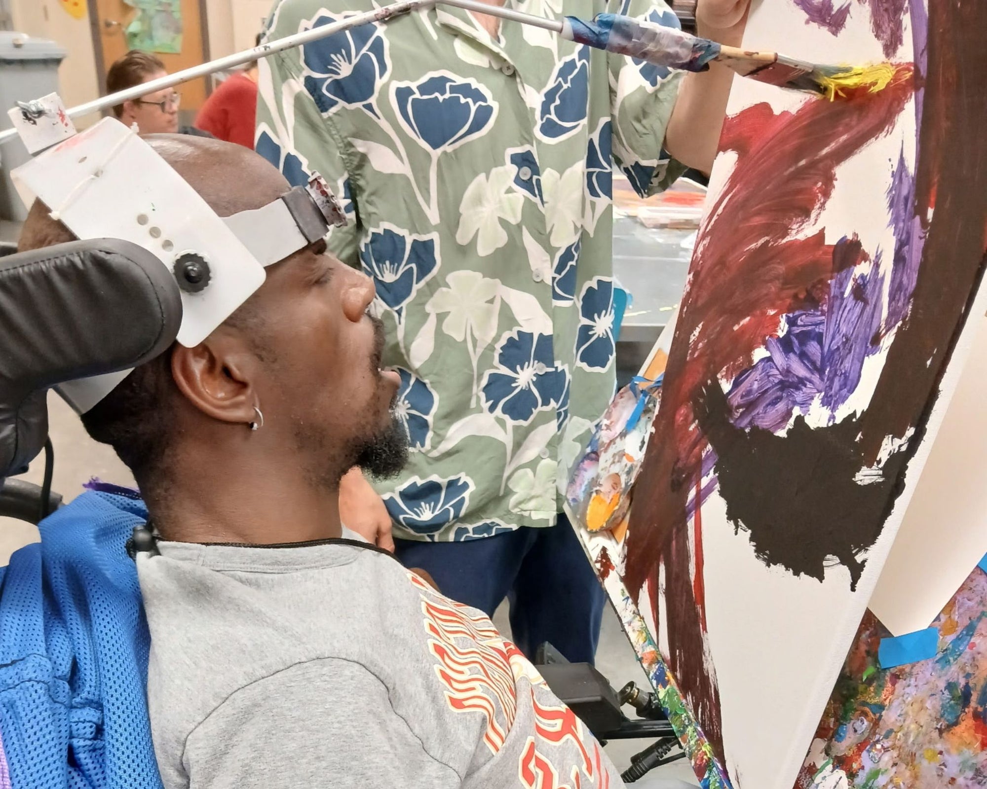 Terrance W. painting abstract artwork at OV Artworks Studio