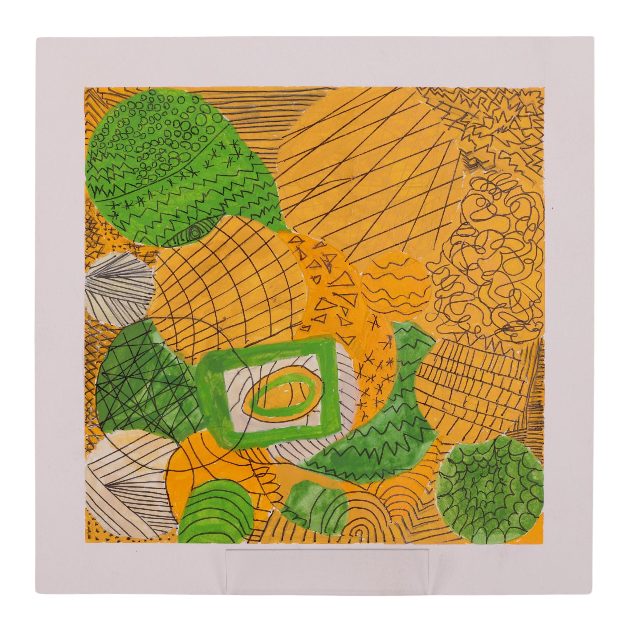 Yellow & Green Fantasy 11 x 11 Mixed Media by Dana W.