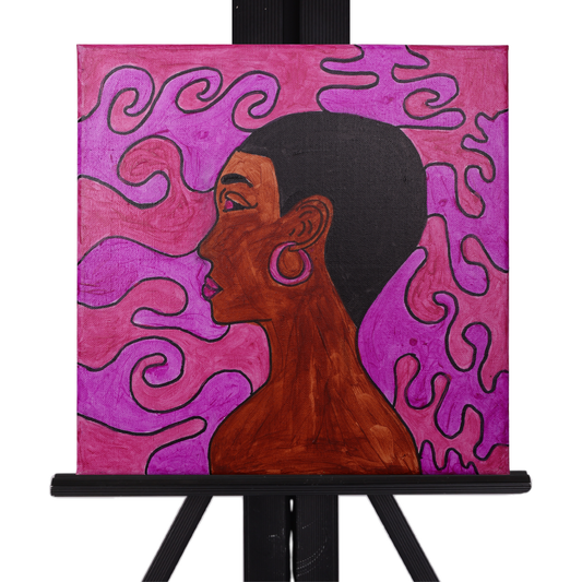 Woman With Swirls 12 x 12 Painting by Crezette M.